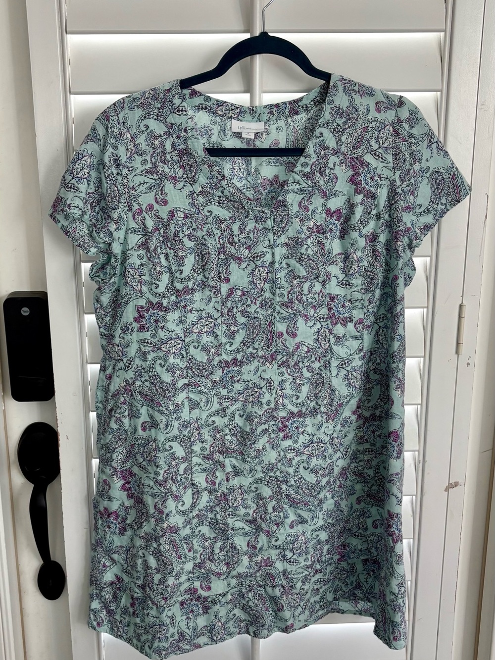 J Jill Mint Paisley Short-Sleeve Dress